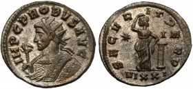 Probus (276-282) Antoninian, Ticinum Obverse: IMP C PROBVS AVG
 Radiate bust left in consular robe, holding eagle-tipped sceptre (scipio).
 Reverse:...
