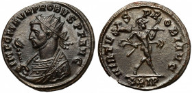 Probus (276-282) Antoninian, Siscia Obverse: IMP C M AVR PROBVS P F AVG
 Radiate bust left in imperial mantle, holding eagle-tipped sceptre (scipio)....