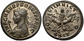 Probus (276-282 n.e.) Antoninian, Cyzicus Obverse: IMP C M AVR PROBVS P F AVG
 Radiate bust left in consular robe, holding eagle-tipped sceptre (scip...