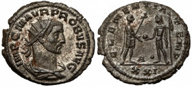 Probus (276-282) Antoninian, Antioch Obverse: IMP C M AVR PROBVS AVG
 Radiate, draped and cuirassed bust right.
 Reverse: CLEMENTIA TEMP / A• / XXI ...