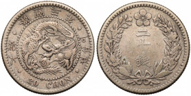 Korea, 20 chon year 3 (1909) Srebro, średnica 20,2 mm, waga 3,95 g.&nbsp; 
Grade: VF 

WORLD COINS - ASIA KOREA