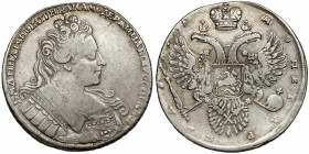 Russia, Anna, Ruble 1731, Moscow Mennica Kadaszewska (w Moskwie).
 Odmiana z obręczą korony średnią, zdobioną kamieniami. 
 Srebro, średnica 40,8 mm...