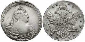 Russia, Anna, Ruble 1740, Moscow Mennica Moskwa (Krasjnyj Monetnyj Dwor).
 Srebro, średnica 40,6 mm, waga 26,31 g. Reference: Bitkin 207
Grade: VF ...
