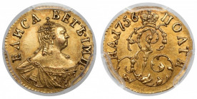 Russia, Elizabeth, Poltina 1756, Moscow Rzadka pozycja. Piękny stan zachowania. 
 Nakład tylko ~ 22.4 tys. sztuk. 
 Mennica Krasnyj Monetnyj Dwor. ...