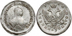 Russia, Elizabeth, Polupoltinnik 1754 EI MMД, Moscow Rzadki nominał w bardzo ładnym stanie. Mennica Krasnyj Monetnyj Dwor (Moskwa). Odmiana z inicjała...