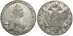 Russia, Catherine II, Ruble 1770 ЯЧ, Petersburg Zachowane sporo naturalnej świeżości menniczej.&nbsp; Odmiana z ЯЧ przy orle. Portret z sygnaturą TI. ...