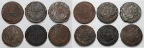Russia, Catherine II, 5 kopecks 1780-1785, lot (6pcs) 

EUROPE WORLD COINS - RUSSIA RUSSLAND