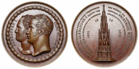 Russia, Alexander I, Medal 1818 - victory over France Piękny medal. Sygnowany BRANDT F. / SCHINKEL ARG. Rzadki. 
 Brąz, średnica 50,0 mm, waga 64,5 g...