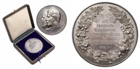 Russia, Nicholas II, Silver award medal, no date Ciekawy medal nagrodowy. Bardzo ładnie zachowany, ale z dwoma uderzeniami na głowach carów (wyglądają...