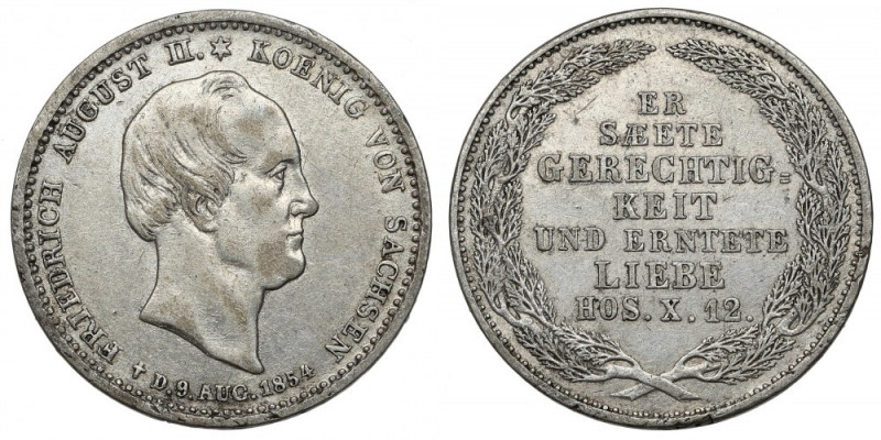 Sachsen, Friedrich August II, 1/6 Taler 1854 - Der Tod des Königs
Saksonia, Fry...