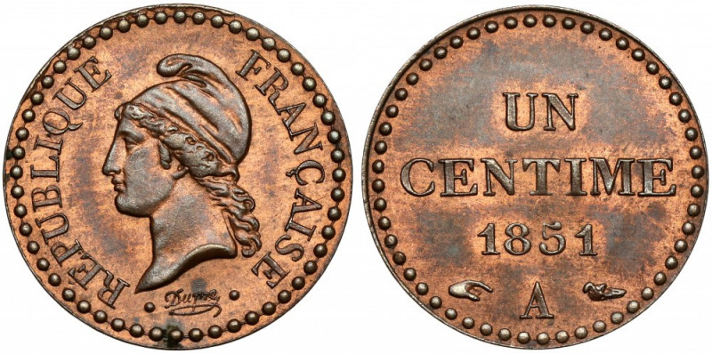 France, Centime 1851-A 
Grade: XF+ 

EUROPE FRANCE, FRANKREICH