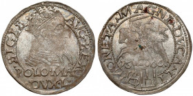 Zygmunt II August, Grosz na stopę polską 1566, Tykocin - piękny Wraz z rokiem 1548 na lata wygaszana jest emisja groszy na Litwie. Pierwsze wracają te...