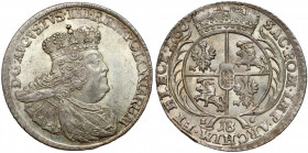 August III Sas, Ort Lipsk 1756 EC - małe popiersie Wyselekcjonowany egzemplarz ostatniego orta koronnego Augusta III. Odmiana z małym popiersiem króla...