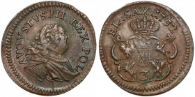 August III Sas, Grosz Gubin 1752 - zamknięta tarcza - bardzo ładny Piękny jak na ten rzadko spotykany w handlu rocznik groszy. Emisja gubińska - popie...