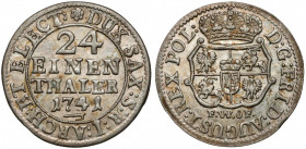 August III Sas, 1/24 talara 1741 FWóF, Drezno - przebitka 3 na 4 - piękny Menniczy egzemplarz.&nbsp; Typ ze znakiem menniczym hak pod datą i inicjałam...