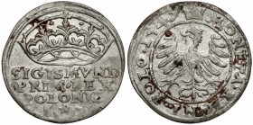 Zygmunt I Stary, Grosz Kraków 1547 ST Zabrudzenia na powierzchni, ale ładny.&nbsp; Odmiana z koroną szeroką, z trzema łukami w obręczy. Wariant z krop...