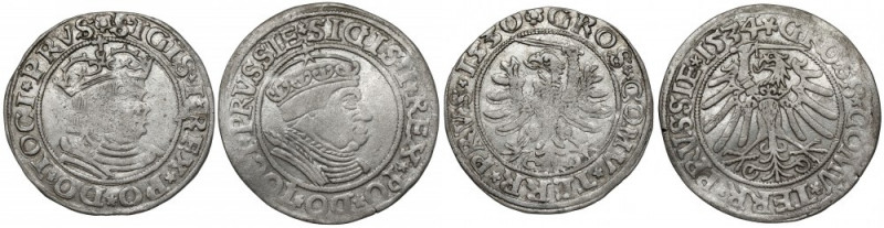 Zygmunt I Stary, Grosz Toruń 1530 i 1534, zestaw (2szt) 1530 w odmianie z miecze...