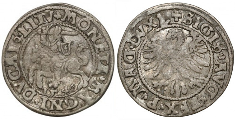 Zygmunt II August, Półgrosz Wilno 1546 - wczesny typ - ex. Kałkowski Wczesny typ...