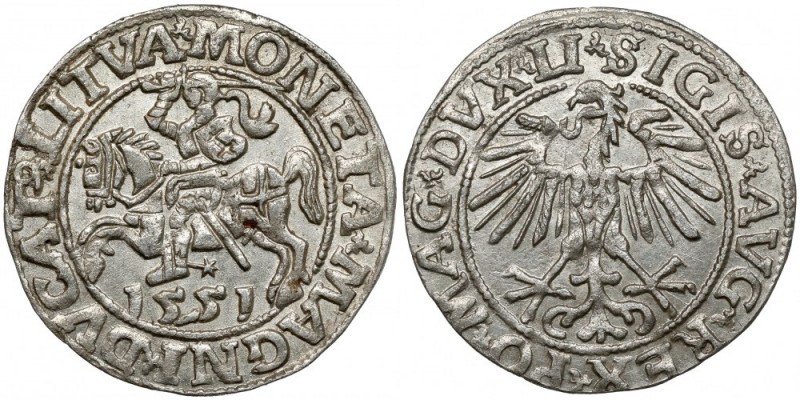 Zygmunt II August, Półgrosz Wilno 1551 Rzadszy rocznik w bardzo ładnym stanie.&n...