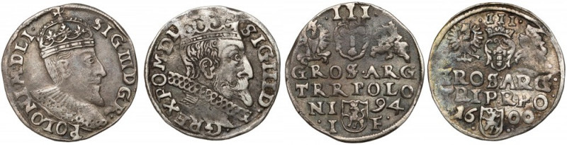 Zygmunt III Waza, Trojaki Olkusz 1594 i Poznań 1600 (2szt) 
Grade: VF 

Sigis...