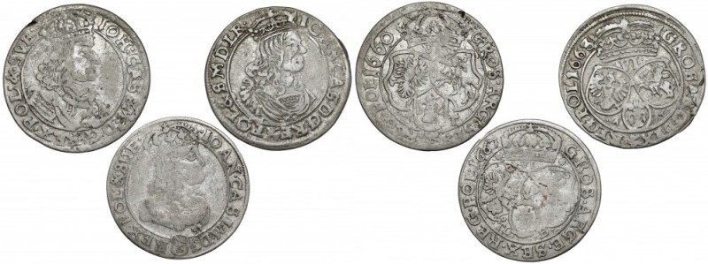 Jan II Kazimierz, Szóstaki 1660-1667, zestaw (3szt) Mennica Bydgoszcz. 

Grade...