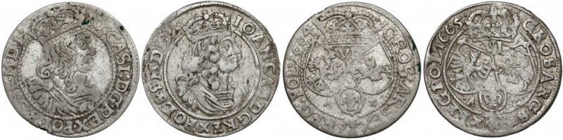 Jan II Kazimierz, Szóstaki Bydgoszcz 1664 i 1665 AT, (2szt) 
Grade: VF