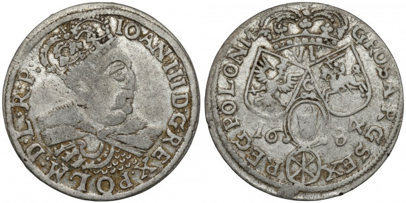 Jan III Sobieski, Szóstak Kraków 1684 - C - w koronie Płytko wybity, zachowana ś...