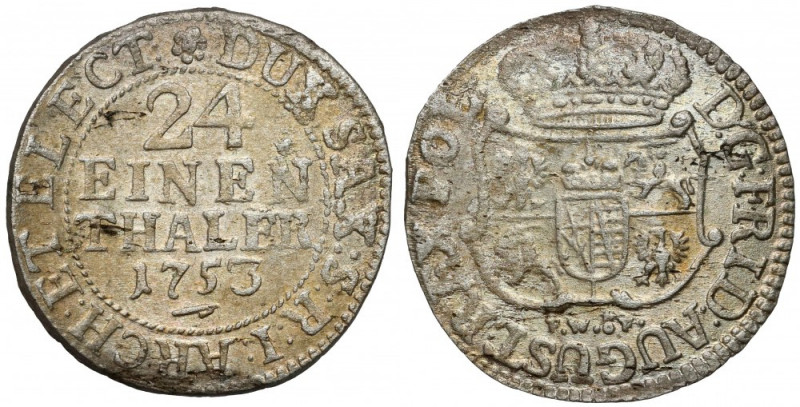 August III Sas, 1/24 talara 1753 FWóF, Drezno Typ bity w latach 1735-1756, z ini...