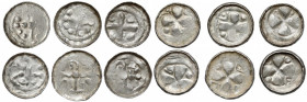 Denary krzyżowe (6szt) CNP VI i VII - POLSKIE i rzadkie Moneta pierwsza od lewej strony w górnym rzędzie: CNP 986, moneta z charakterystycznym kwiatow...