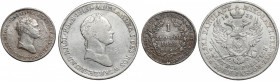 1 złoty 1828 FH (RZADKIE) i 5 złotych 1832 KG, zestaw (2szt) W zestawie bardzo rzadko spotykany w handlu rocznik złotówki (nakład 91 tys. sztuk) i pię...