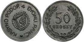 Brześć-Twierdza, Kasyno Podoficererksie, 4 Dyon Pancerny, 50 groszy Cynk, średnica 22,3 mm, waga 2,68 g.&nbsp; Reference: Bartoszewicki 163.4 (R5a)
G...