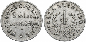 Zamość, 9 Pułk Piechoty Legionów, 1 złoty Emisja Spółdzielni wojskowej. 
 Dość rzadkie. 
 Aluminium, średnica 23,5 mm, waga 1,75 g.&nbsp; Reference:...
