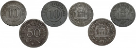Gostyn (Gostyń), 10 i 50 fenigów 1917, zestaw (3szt) Cynk i żelazo.&nbsp; 
Grade: 3, 3, 2+/XF+ 

TOKEN POLAND POLEN