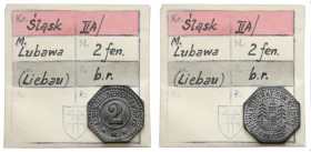Liebau (Lubawa), 2 fenigi bez daty - ex. Kałkowski Znakomicie zachowany egzemplarz. Cynk, wymiary 17.7 x 17.7 mm, waga 1.97 g. Egzemplarz z kolekcji T...