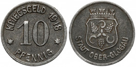Ober-Glogau (Głogówek), 10 fenigów 1918 Żelaza, średnica 20,2 mm, waga 3,79 g.&nbsp; 
Grade: XF 

TOKEN POLAND POLEN