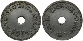 Obornik (Oborniki), 10 fenigi 1917 Cynk, średnica 22,8 mm, waga 2,35 g.&nbsp; 
Grade: XF 

TOKEN POLAND POLEN