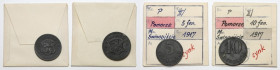 Swinemunde (Świnoujście), 5 i 10 fenigów 1917, zestaw (2szt) - ex. Kałkowski Egzemplarze z kolekcji Tadeusza Kałkowskiego, w komplecie z jego kopertka...