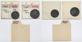 Thorn (Toruń), 10 i 50 fenigów 1918, zestaw (2szt) - ex. Kałkowski Egzemplarze z kolekcji Tadeusza Kałkowskiego, w komplecie z jego kopertkami.

Gra...