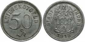 Thorn (Toruń), 50 fenigów 1918 Cynk, średnica 22,6 mm, waga 2,87 g.&nbsp; 
Grade: XF/XF+ 

TOKEN POLAND POLEN