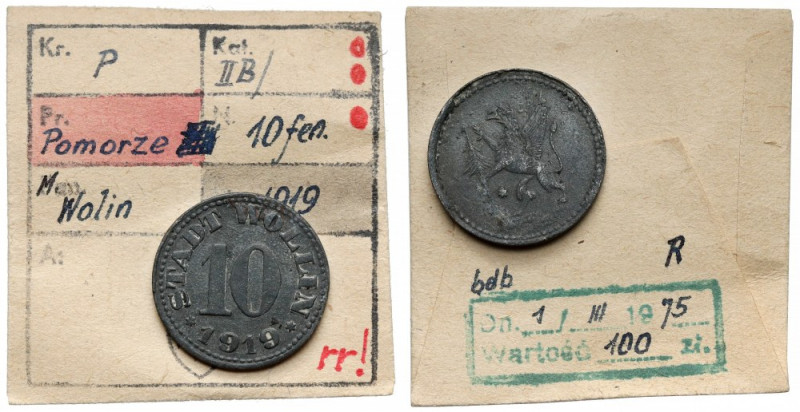 Wollin (Wolin), 10 fenigów 1919 - ex. Kałkowski Cynk, średnica 20,4 mm, waga 2,4...