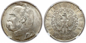 Piłsudski 10 złotych 1937 Rzadszy rocznik. Reference: Chałupski 2.32.4.a, Parchimowicz 124.d
Grade: NGC UNC 

POLAND POLEN
