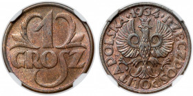 1 grosz 1934 Reference: Chałupski 2.2.8.a, Parchimowicz 101.i
Grade: NGC MS64 BN 

POLAND POLEN