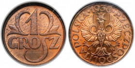 1 grosz 1938 Reference: Chałupski 2.2.12.a, Parchimowicz 101.m
Grade: NGC MS64 RD 

POLAND POLEN