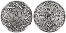 50 groszy 1938 - niklowane Piękne. 
 Moneta przypisywana emisji Generalnej Guberni, wprowadzona do obiegu jeszcze w czasach II RP. Jak opisał to J. C...