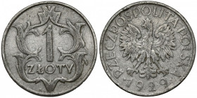 1 złoty 1929 - fałszerstwo z epoki Biały, niemagnetyczny metal, średnica 24,8 mm, waga 5,89 g.&nbsp; 

POLAND POLEN