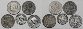 1, 2 i 5 złotych 1925-1933 - fałszerstwa z epoki (5szt) Metal niemagnetyczny.&nbsp; 

POLAND POLEN