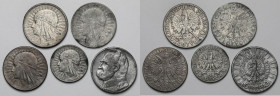 5 i 10 złotych 1932-1936 - fałszerstwa z epoki (5szt) Metal niemagnetyczny. 
 

POLAND POLEN