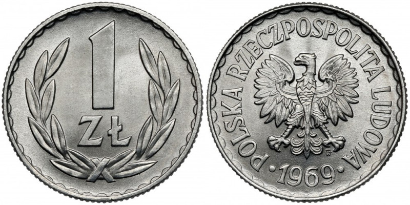 1 złoty 1969 Piękny, menniczy, bardzo świeży egzemplarz. Reference: Parchimowicz...