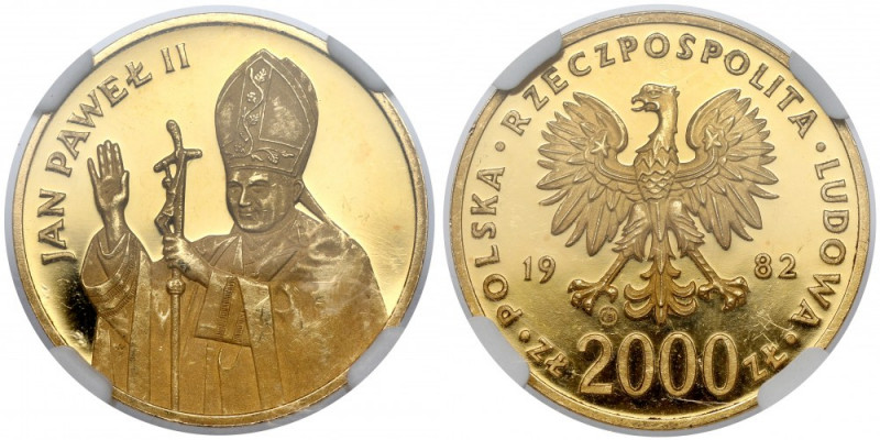 2.000 złotych 1982 Jan Paweł II Złoto, średnica 23 mm, waga 6,8 g. (katalogowa) ...