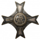 Odznaka 10 Kaniowski Pułk Artylerii Ciężkiej Jednoczęściowa, wykonana w tombaku srebrzonym. Na rewersie sygnowana A.NAGALSKI WARSZAWA oraz wybity nume...